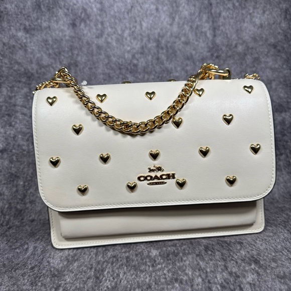 Coach Klare Crossbody Bag With Heart Rivets CDB01 Gold/chalk New - Picture 3 of 9